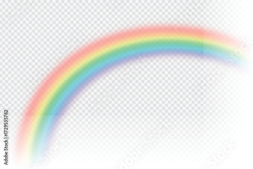 Vibrant rainbow arching across a clear sky