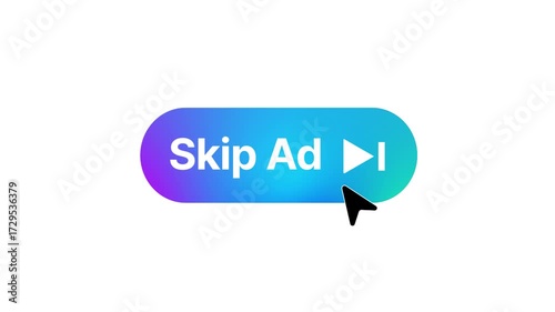 skip ad button animation skip advertisement 4k animation colorful gradients ad click or pointer animation on white background	