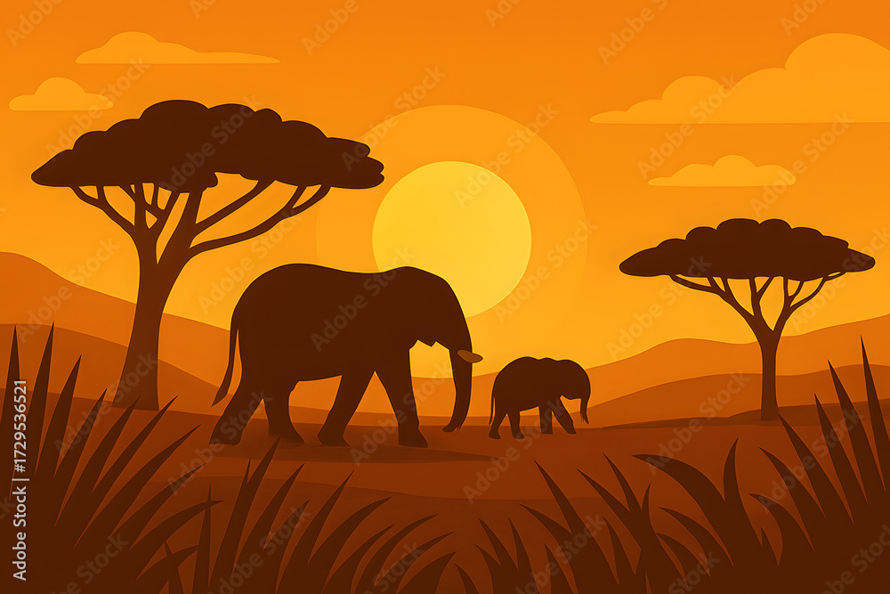 Obraz premium elephants in the wild vector