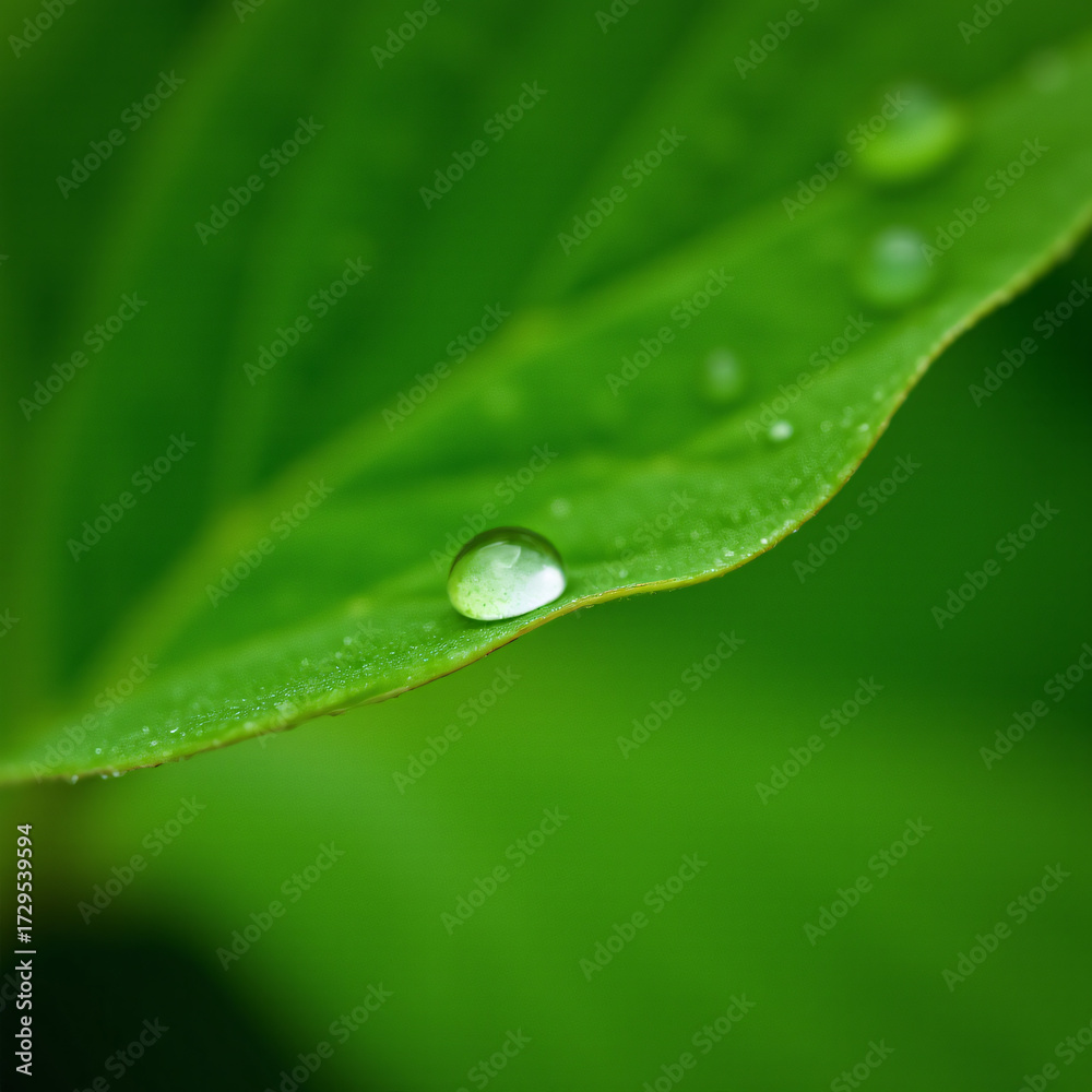 Fototapeta premium high quality isolated image of a single dewdrop on a green leaf 