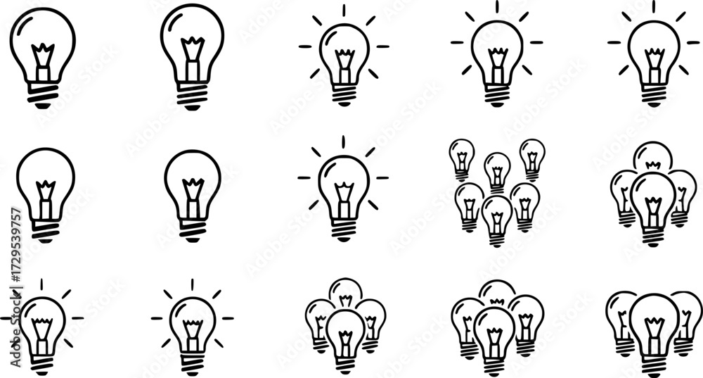 Fototapeta premium Set of light bulb vector icon