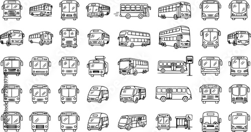 Set of bus vector icon
