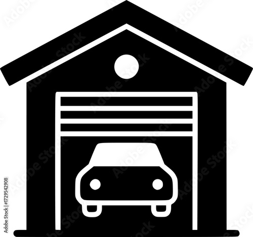 car garage glyph flat vector icon
