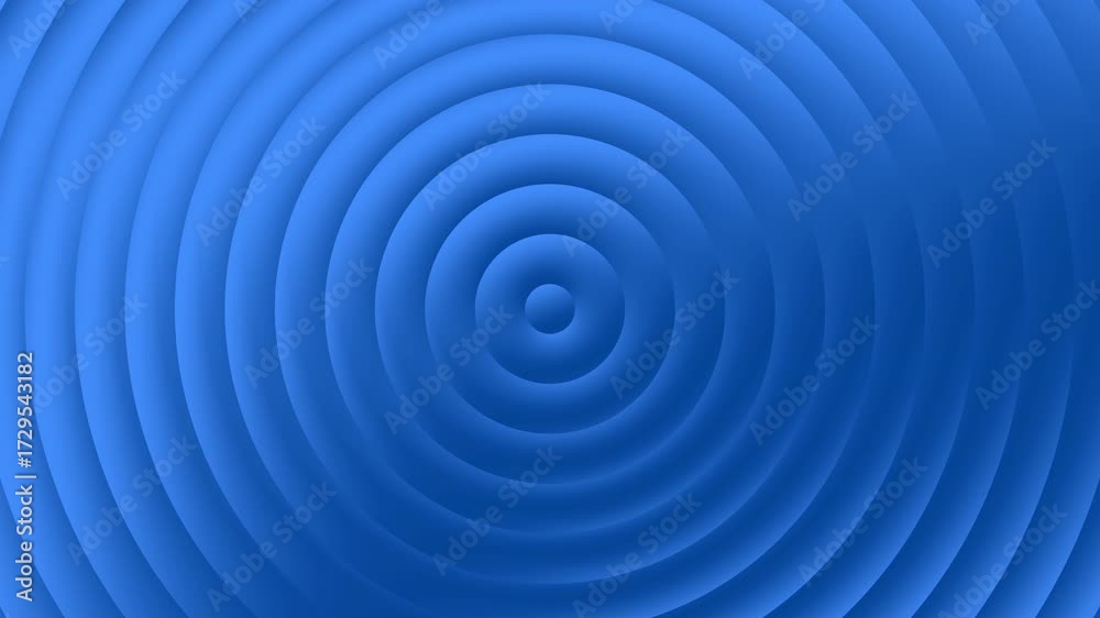 Abstract concentric circles geometric background in loop. Waves and concentric lines as Technology abstract concept. Blue loop background