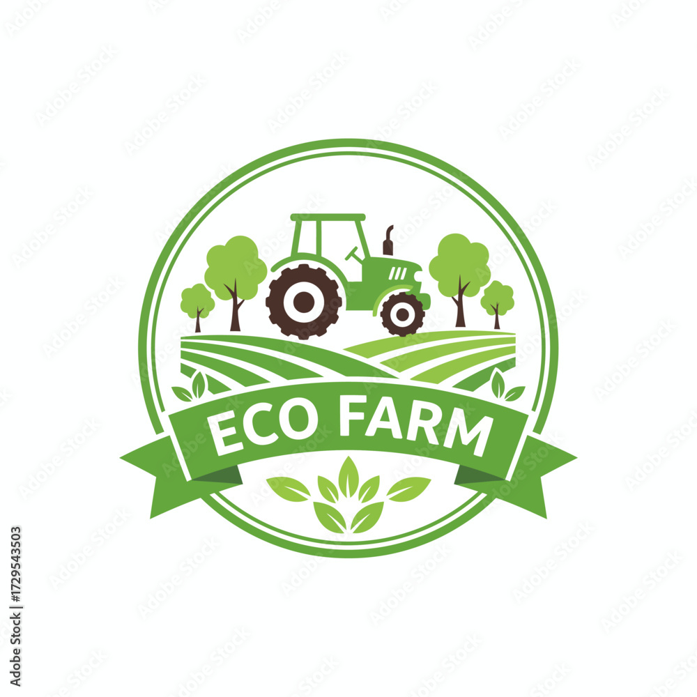 Fototapeta premium Modern Farming Logo – Vector Symbol of Agriculture and Organic Growth