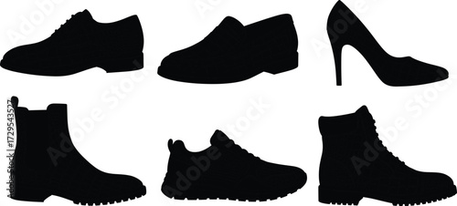 Silhouette footwear collection, dress shoe, loafer, high heel, Chelsea boot, sneaker, combat boot, fashion icons, stylish shoes, footwear design