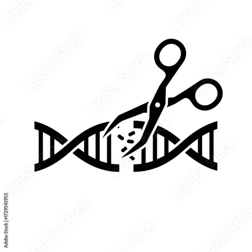 CRISPR scissors cutting DNA in vector icon style  
