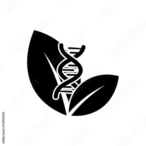 Genetic Engineering DNA Leaf Icon for Biotech Applications  
