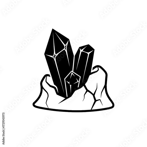 Alien Crystal Rock Formation Vector Icon  