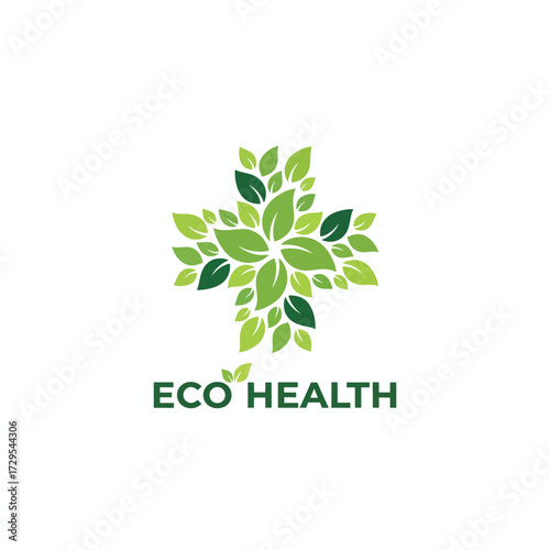 First Aid Kit Logo with Leaf – Minimalistic Vector of Natural Care