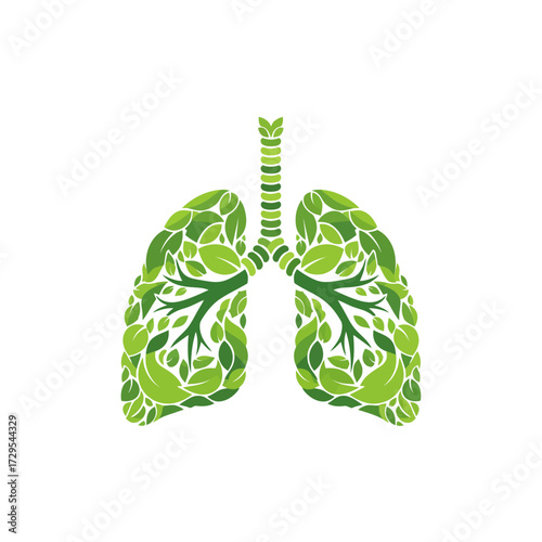 Green Leaf Lungs Logo – Vector Symbol of Respiratory Health