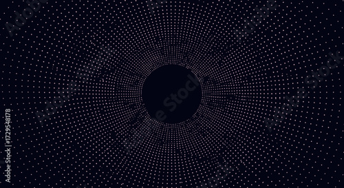 Halftone pattern design with dark background and circular gradient effect  