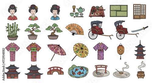 Vibrant Japanese Cultural Icons