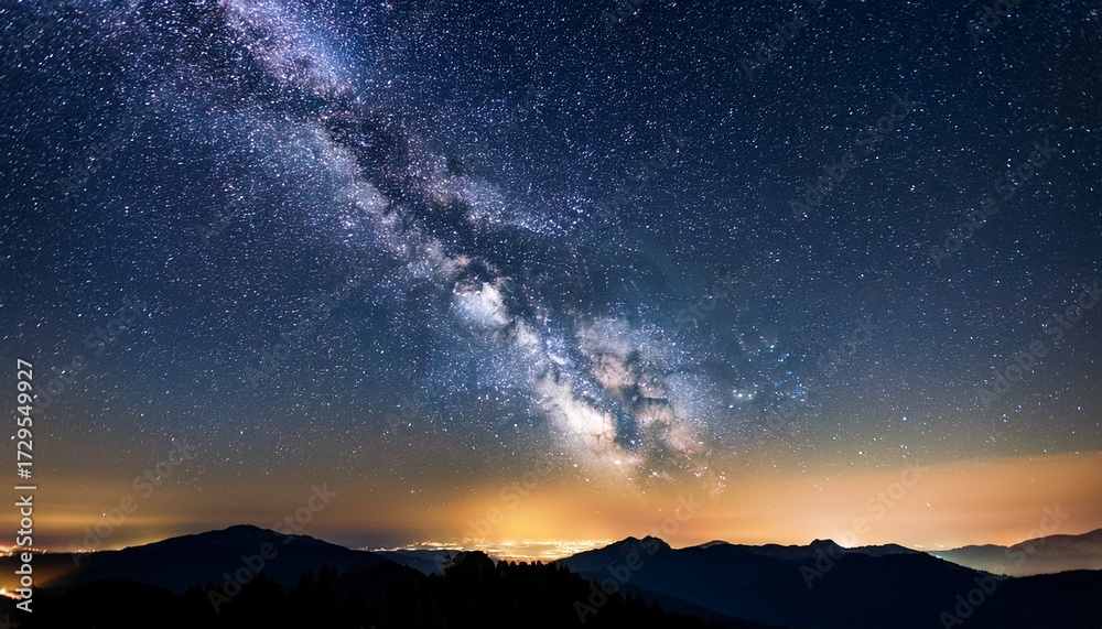 Fototapeta premium a mesmerizing shot of the night sky showcasing the milky way galaxy the vast expanse of stars creates a breathtaking awe inspiring sight