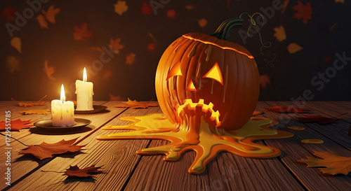 halloween pumpkin and candles