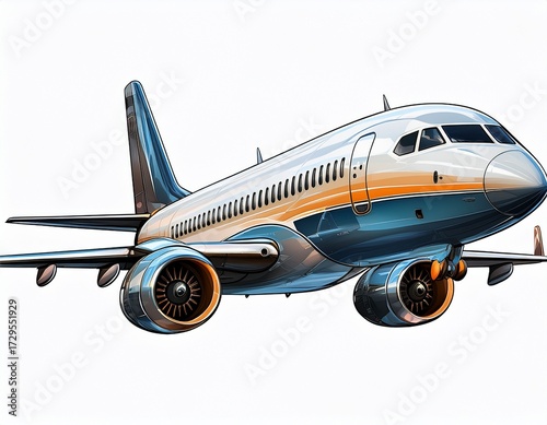 modern jet airplane isolated on a transparent or white background