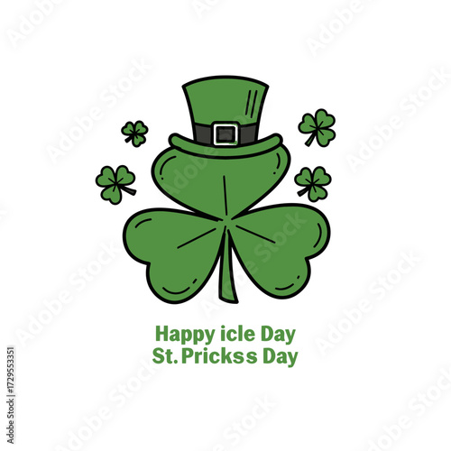 Happy St. Patrick's Day with Clover and Hat