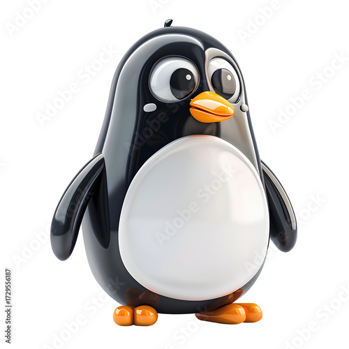 Adorable penguin character with big eyes, perfect for children's illustrations, playful designs, and engaging marketing materials. This cute penguin brings a touch of whimsy!