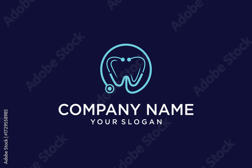 Teeth with stethoscope logo design for dentist and clinic