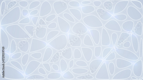 White Organic Cell Pattern With Neural Texture. Abstract Voronoi Network. Ai Bg With Neuron And Synapse Geometry. Cyber Grid And Mesh. Techno Background With Dynamic Lines And Curve. Biology Structure