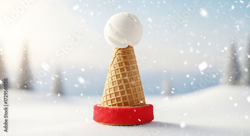 ice cream cone in snow