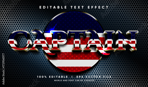 captain 3d vector text effect with modern style