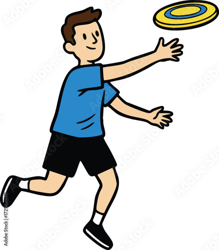 Man playing frisbee outdoors active lifestyle throwing disc sport game leisure activity