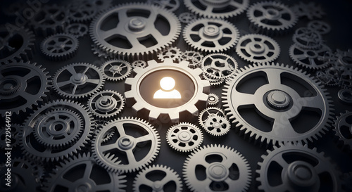Wallpaper Mural Zahnräder Und Mensch symbol, Konzept Der Zentralen Rolle Torontodigital.ca