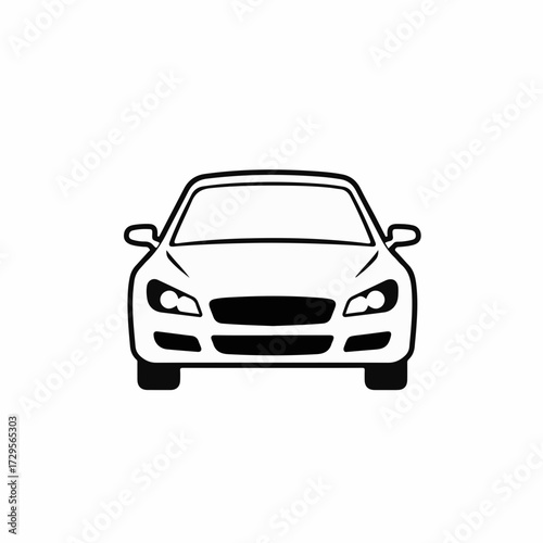Sleek modern car silhouette viewed from the front, symbolizing transportation and automotive design.