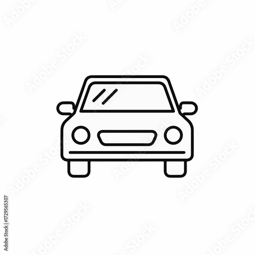 Simple line illustration of a modern car, front view