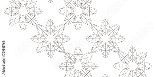 Geometric pattern of interconnected star-like shapes, creating a repeating design on a white background.