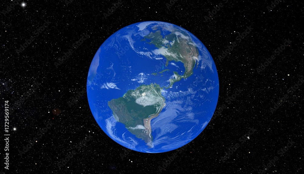 Obraz premium Vibrant Earth floating in the deep space, a stunning visual of our home planet with vivid continents and oceans, ideal for science or travel projects