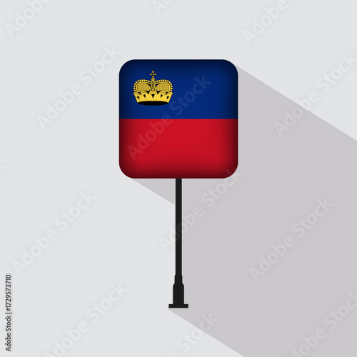 Liechtenstein Flag Pole Vector Illustration