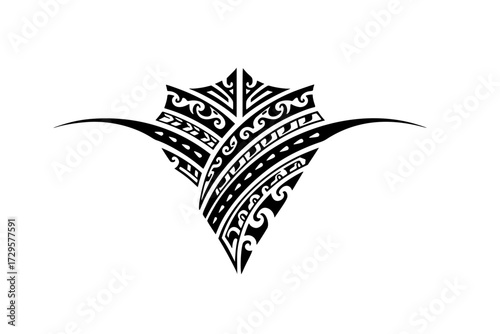 Polynesian Body Style Tattoo Ornament: Tribal, Maori, Hawaiian, Samoan, Ethnic, Abstract, Design, Culture, Seamless Pattern.