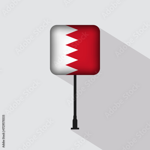 Bahrain Flag Pole Vector Illustration