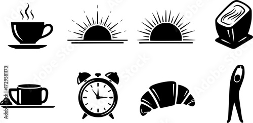 Icon set of morning.