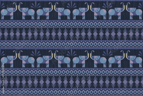 blue elephant fabric textile seamless pattern design