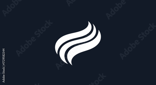 Abstract white wave logo design element.