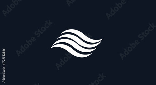 Abstract design white waves minimalist logo modern graphic elegant symbol dynamic form.