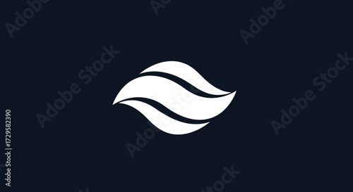Elegant abstract white wavy logo design element.