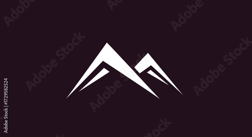 Minimalist Mountain Peaks Logo Design in White on Dark Background.