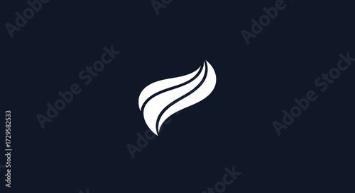Elegant white abstract wavy lines logo icon.