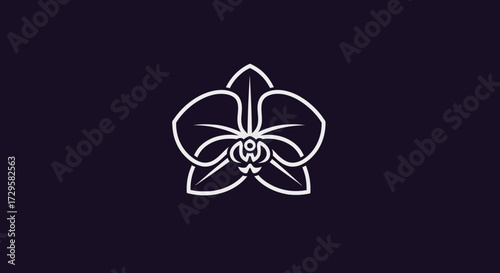 Elegant minimalist orchid flower line art design.