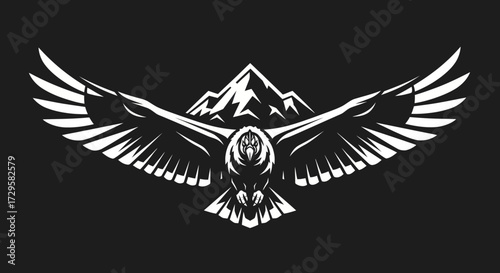 Majestic Owl In Flight With Wings Spread Wide.