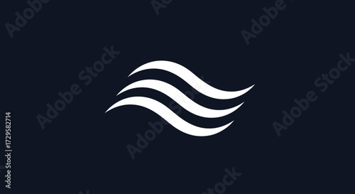 Abstract white wavy lines logo design element.