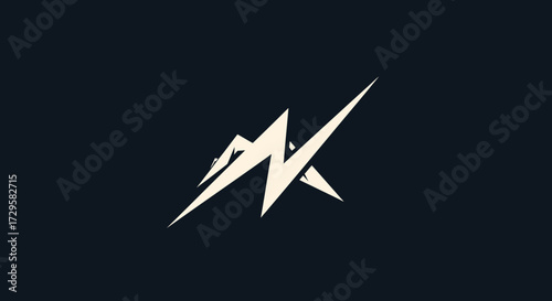 Abstract logo design featuring intertwined letters M and N stylized with lightning bolt shapes and mountain-like elements creating a powerful and dynamic visual identity.