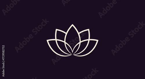 Elegant Lotus Flower Design Minimalist Floral Symbol Simple Outline Art Modern Botanical Illustration Abstract Flower Shape.