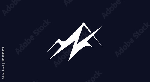 Abstract mountain peaks logo design on dark background.