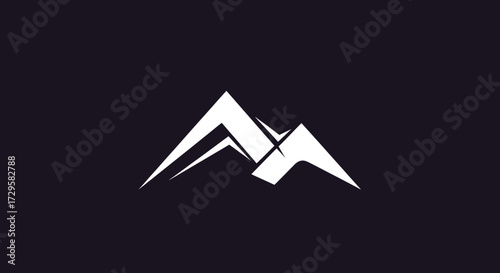 Minimalist Mountain Logo Design with Sharp Peaks and Clean Lines.