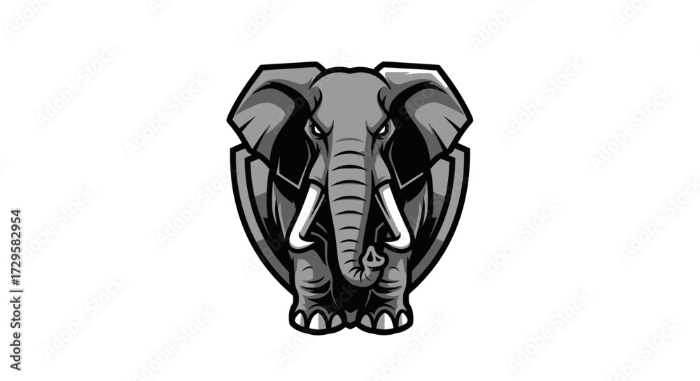 Εκτύπωση καμβά Majestic Elephant Shield Emblem: A Symbol of Strength and Protection